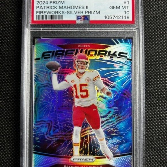 2024 Prizm PATRICK MAHOMES Silver Fireworks SP PSA 10 GEM MINT #1 KC CHIEFS - Picture 1 of 2